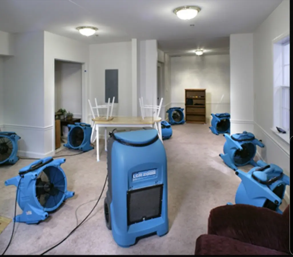 Air movers and dehumidifier setup for Water Extraction & Removal in South Gate