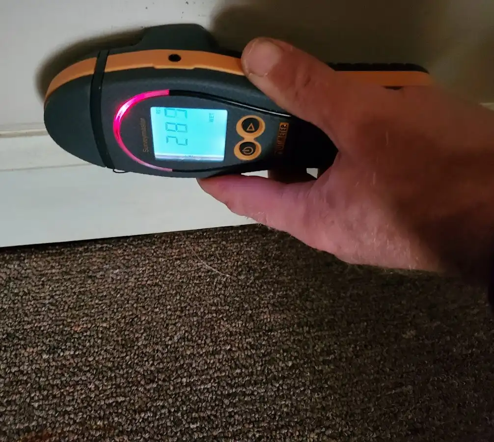 Moisture detection at baseboard during Storm Damage Restoration in South Gate